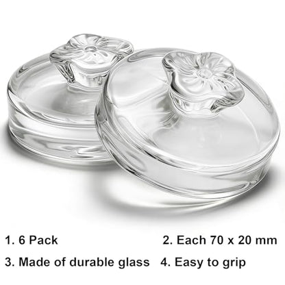 Okllen 9 Pack Glass Fermentation Glass Weights for Large Wide Mouth Mason Jars Easy Grip Handle, Dishwasher Safe