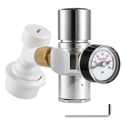 FERRODAY 0-60 PSI Mini Keg Regulator CO2 Charger Portable Beer keg Regulator Mini Barrel Regulator Cornelius Corny Beer Growler CO2 Regulator 3/8 Adapter W/Ball Lock