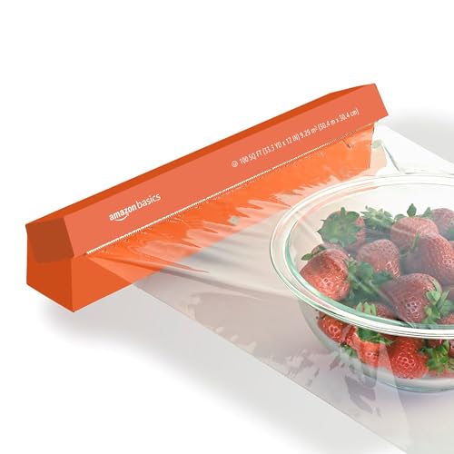 Amazon Basics Plastic Food Wrap, BPA Free, Microwave Safe with Tight Seal, 300 Sq Ft, Pack of 3, 100 Sq Ft Rolls - size: 100 Sq Ft (Pack of 3)