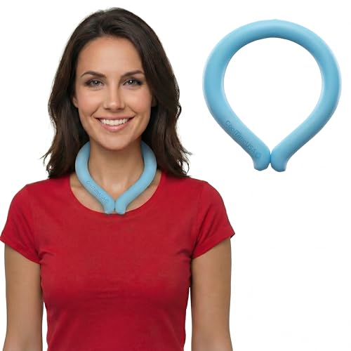 CoolTimeUSA Neck Cooling Tube | Wearable Cooling Neck Wraps for Summer Heat I Hands Free Cold Pack | Reusable Cooler (Blue) - color: Blue