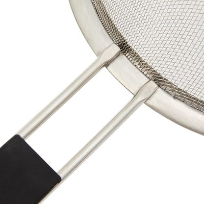 Restaurantware Fine Mesh Strainer 1 Count 14.4" x 7" x 2.9" with Silicone Handle Stainless Steel Extra Fine Mesh Strainer Heat-Resistant Handle Dishwasher-Safe for Rice, Quinoa, Pasta - size: Standard, Extra Fine Mesh-7"