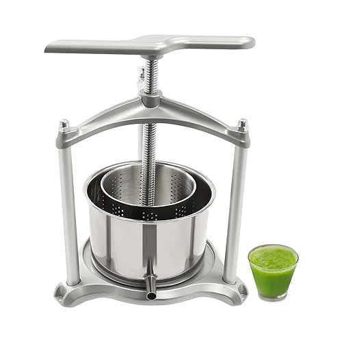 Fruit Wine Press, 3L Fruit Cider Grinder w/Dual Stainless Steel Barrels Manual Juice Maker, 0.8Gal Cider Apple Grape Tincture Vegetables Honey Olive Oil Making Press for Cider Tincture Cheese Herb