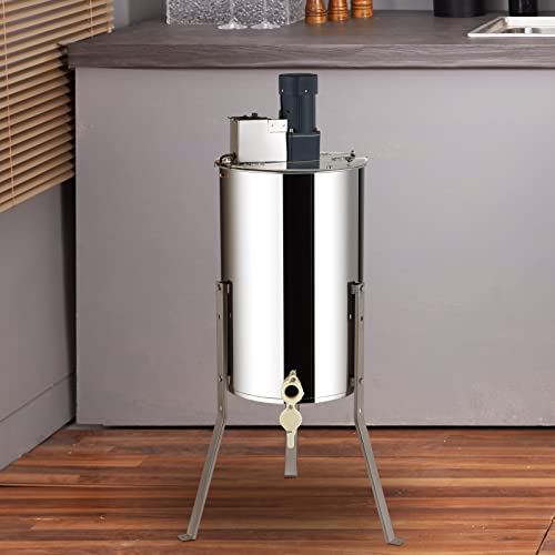 VEVOR Electric Honey Extractor, 2/4 Frame Stainless Steel Beekeeping Extraction, Honeycomb Drum Spinner with Transparent Lid, Apiary Centrifuge Equipment with Height Adjustable Stand - style: 4 Frame Rack(2 Deep Frames)