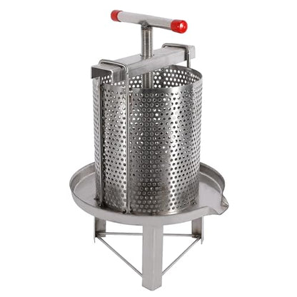 304 Stainless Steel Honey Press, 9.44 x 9.44 x 23.62 Inch Household Manual Honey Extractor Wax Beekeeping Tool Grape Fruit Wine Press for Oil Pressure Dehydration, Medicine Dregs