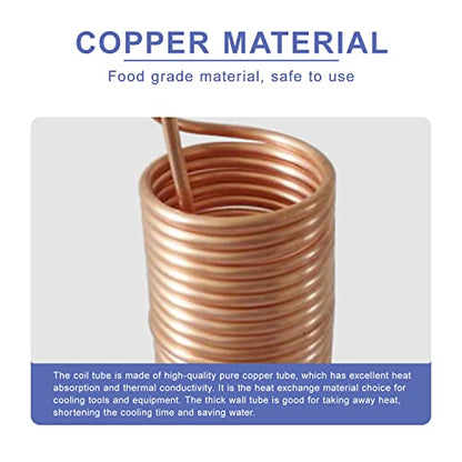 YUEWO 26 ft Copper Immersion Wort Chiller Coil Homebrew for Beer Brewing with Vinyl Tubing, Garden Hose Fitting