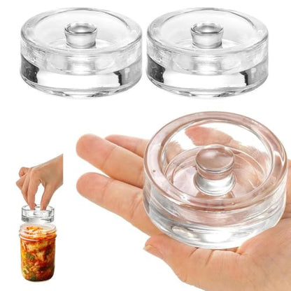 4 Pack Glass Fermentation Weights with Grip Handle, Fermentation Weights, Easy Grip Handle for Wide Mouth Mason Jars, Glass Weights for Fermenting