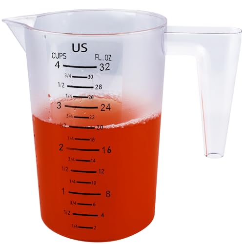 4 Cup/32 Oz Measuring Cups, Clear, Strong Food Grade Liquid Measure Pitcher, for Home Hobbies/Professional Kitchen - size: 4 Cup