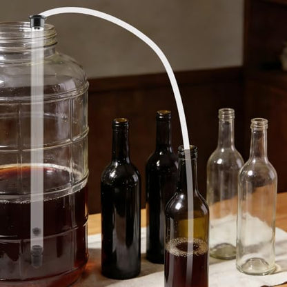 Auto Siphon Racking Cane 35cm, Fast Auto Flow Siphoning Kit For Wine Beer Making, Home Brewing Siphon Pump With Tubing And Clamp, Sediment Separator For White Red Wine Fruit Wine, Black