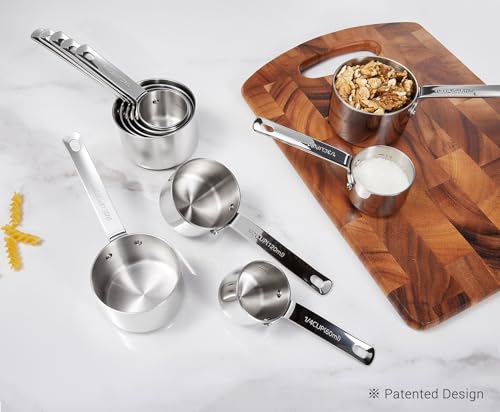 KEAWELL Premium 10-Piece 18/10 Stainless Steel Measuring Cups ans Spoons Set – Durable, Stackable, Dishwasher Safe – Nesting Design for Baking & Cooking (Silver, Measuring Cups & Spoons) - size: Measuring Cups & Spoons