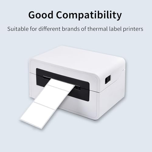 White Square Thermal Labels Printer Stickers- 2" x 2", Self-Adhesive Square Direct Thermal Labels Stickers, Waterproof/Perforation Line Design- 300 Sheets - color: White, size: Square 2'' X 2''