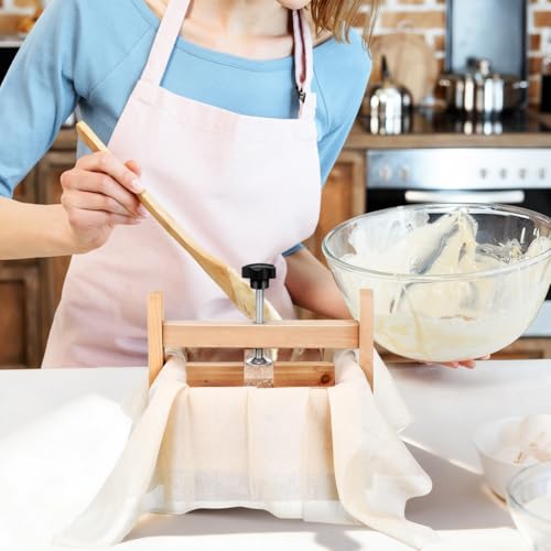 Luxshiny 1 Set Wooden Tofu Mold: 6.68 Inch Tofu Press with Cloth Bean Curd Maker Mold Kitchen Tool for Soybean Curd and Cheese Making