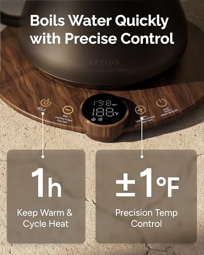 INTASTING Gooseneck Electric Kettle, ±1℉ Temperature Control, Stainless Steel Inner, Quick Heating, for Pour Over Coffee, Brew Tea, Boil Hot Water, 1500W/0.9L (Glossy Black) - color: Glossy Black