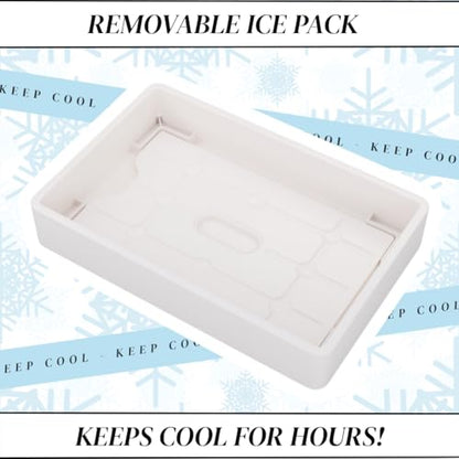 Charcoolerie Chilled Snackle Box, Divided Serving Tray, with Ice Pack and Bonus Insulated Carry Bag, with Leak-Resistant 4-Latch Lid, 16 Compartments, Keeps Snacks Cold for Hours, Gift-Ready Packaging