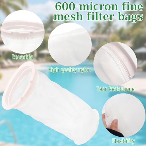 004152451700 600-micron fine mesh Bag, Compatible with Paramount Pool Skimmer Basket Filter, Suitable for Paraskim DDC/EDC Debris Collection Tanks