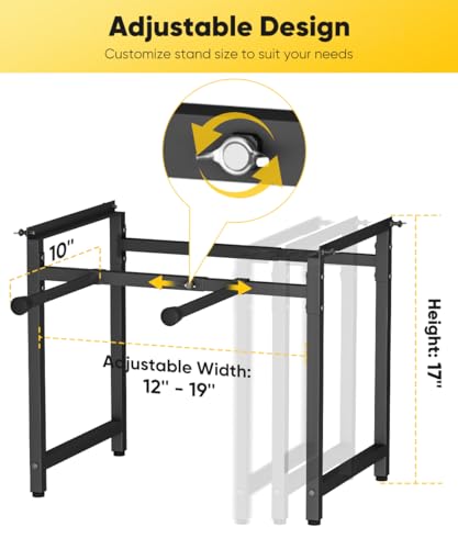 Mondazie Adjustable Metal Bee Hive Stand with Detachable Beehive Frame Holder for 8 & 10 Frame, 12 to 19 Inches Width Flow Hives Stand with 120-Inches Strap, Flowhive Stands Base for Beekeeping, Black - color: Black - With Frame Holder