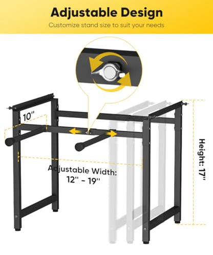 Mondazie Adjustable Metal Bee Hive Stand with Detachable Beehive Frame Holder for 8 & 10 Frame, 12 to 19 Inches Width Flow Hives Stand with 120-Inches Strap, Flowhive Stands Base for Beekeeping, Black - color: Black - With Frame Holder