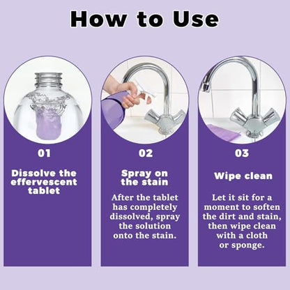KUNAL All-In-One Multi Purpose Cleaning System with Cleaning Tablets,Spray Oven Cleaner, Multi-Surface Cleaners Spray for Every Stain-Cleaner(1 Bottle+12Tablet)