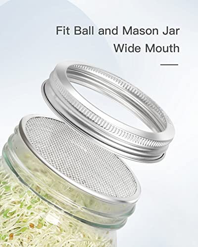 12 Pack Sprouting Lids, 316 Stainless Steel Screen Lid for 86mm Wide Mouth Mason Jar, Alfalfa, Broccoli Mesh Lids (wide mouth lids and rings 4 sets) - style: wide mouth lids and rings 4 sets