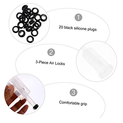 Luxshiny 3-Piece Silicone Air Locks Set for Fermentation Food-Grade Silicone for Home Brew Wine Making and Sourdough Starter