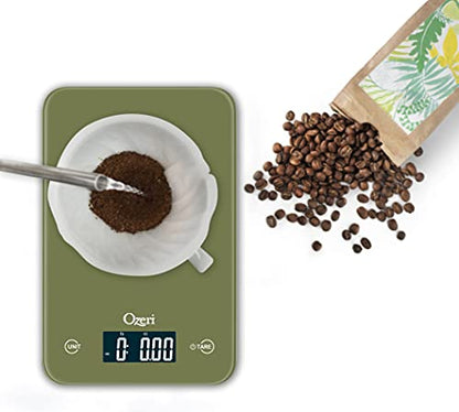 Ozeri Touch Professional Digital Kitchen Scale (12 lbs Edition) in Tempered Glass - color: Calla Green