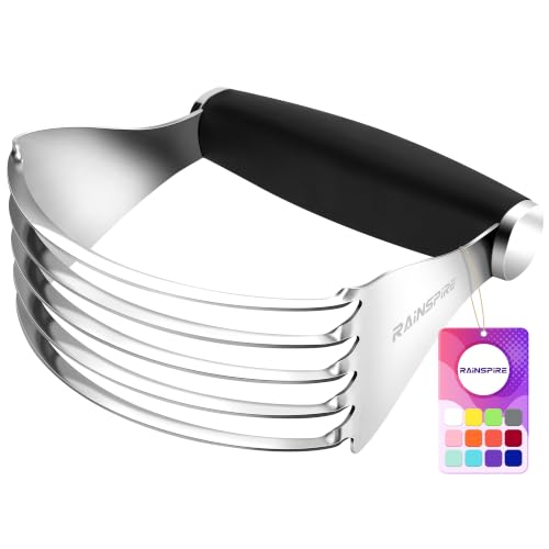 Rainspire XL Pastry Cutter For Baking, Heavy Duty Pastry Blender Stainless Steel, Thick Sharp Blades Dough Blender, Dough Cutter Butter Cutter Pastry for Easy Mixing, Dishwasher Safe (Black) - color: Black