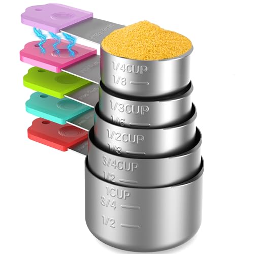 Magnetic Measuring Cups, 5 Stainless Steel Nesting Measuring Cup Set for Measuring Dry or Liquid Ingredients - style: Magnetic-5PCS