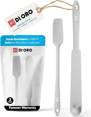 DI ORO Silicone Blender & Jar Spatulas - Heat Resistant Kitchen Utensil Set for Cooking, Mixing, Baking, & Scraping (2pc, Stone) - color: Stone