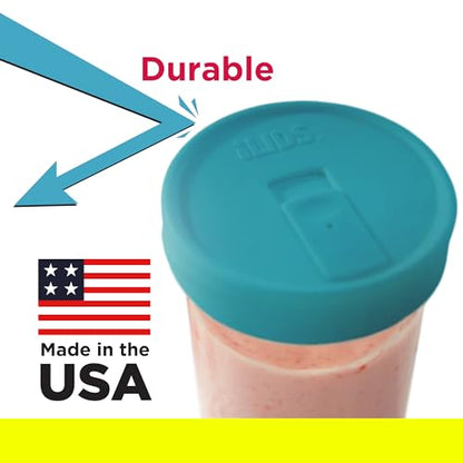 Wide-Mouth Mason Jar Drink Lid - USA Made, BPA-Free, Spill-Resistant for Coffee, Cold Brew & Iced Tea - Fits 3 3/8 in Ball & Kerr Wide Mouth - Pack of 2 - color: Aqua Blue