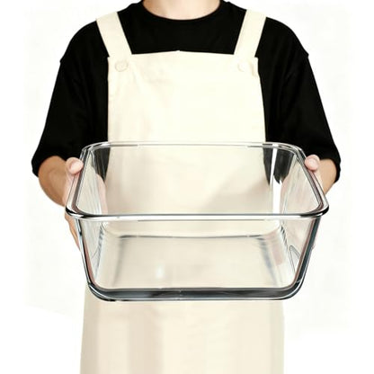 Extra Large Glass Storage Containers with Lids 220oz/6500ml/28cup | Silicone Mat Included | Borosilicate Glass | Airtight | Freezer Oven Dishwasher Safe | Rotisserie Chicken | XL Big Food Bowl - color: White handle