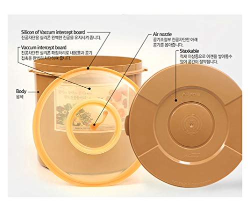 E-Jen Premium Kimchi, Sauerkraut Container Probiotic Fermentation with Inner Vacuum Lid Round (5.8 gal/ 22L) - size: 22 l