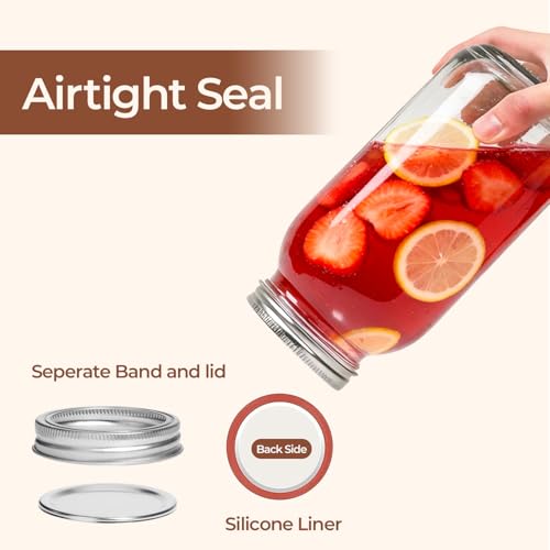 ComSaf Half Gallon Mason Jar 64oz 3Pcs, Wide Mouth Mason Jars with Lids and Seal Bands, Large Glass Canning Jars for Suntea, Pickling, Sourdough, Fermentation, Salad, Meal Prep, Food Pantry Storage - size: Half Gallon wide mouth 3PCS