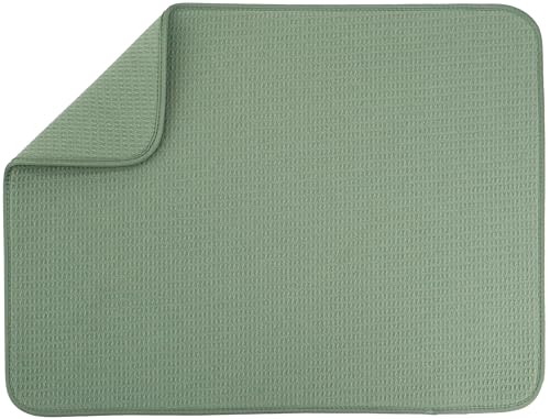 S&T INC. Dish Drying Mat, 18" x 24", XL, Green Sage | Absorbent Microfiber, Extra Large Kitchen Counter Mat for Dishes, Utensils, Pots and Pans, Machine Washable - size: 18" x 24"