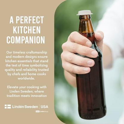Linden Sweden Bottle Cap Covers - Reusable Plastic Soda and Beer Bottle Caps to Prevent Drink Spillage - Dishwasher Safe - Made In Sweden - Set of 10-3.25W x 6H Inches - size: 10 Piece