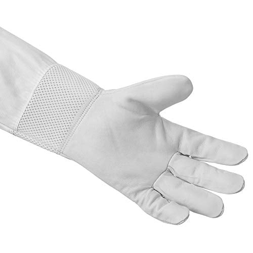 Honey Keeper Beekeeping Gloves - Goatskin Leather with Ventilated Canvas Sleeve and Elastic Cuff - size: Small