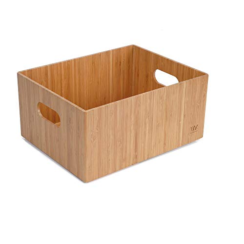MobileVision Bamboo Storage Box, 14”x11”x 6.5”, Durable Bin w/ Handles, Stackable - For Toys Bedding Clothes Baby Essentials Arts & Crafts Closet & Office Shelf - size: Single: 14" x 11" x 6.5"