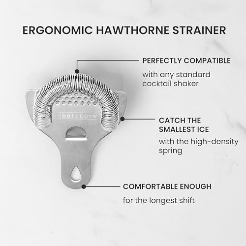 A Bar Above Professional Cocktail Strainer Set, 3-Piece Bundle, Includes Hawthorne and Julep Strainer, Fine Mesh Strainer, Rust Proof, Stainless Steel, for Home and Professional Bartender