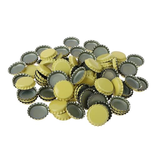 200PCS Beer Bottle Caps Tinplate Beer Bottle Caps Craft Beer Bottling Caps Oxygen Absorbing Seal Beer Bottle Caps for DIY(YL) - color: YL