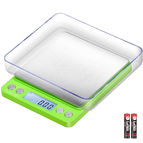 Fuzion Digital Scale .01 Gram Accuracy, 500g Mini Food Scales for Small Jewelry, Gold, Herb, Spice - Weight Gram and Oz - color: Green