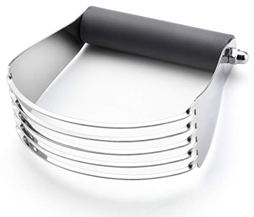 Spring Chef Large Gray Dough Blender For Baking, Heavy Duty Dough Cutter Tool, Stainless Steel Manual Pastry Cutter Tool with Sharp Blades, Dishwasher Safe Pastry Blender for Easy Mixing - color: Gray, size: 4" Large