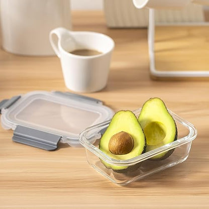 S SALIENT 24 Pieces Glass Food Storage Containers with Lids,Glass Meal Prep Containers Set with Locking Lid,Airtight Glass Lunch Container for Kitchen,BPA Free(12 Lids & 12 Containers) - color: Gray