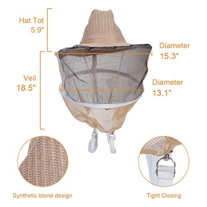 Beehive Starter Kit 8-Frame Bee Boxes and Frames Beehive Kit Wax Coated Bee Hives and Supplies Starter Kit Including Beekeeping Tools Kit with Beekeeping Veil - size: 8 Frames