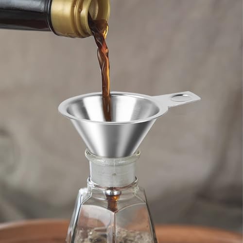 Stainless Steel Spice Funnel for Kitchen Use Filling Spice Jars, Regular Mason Jars, FIFO Squeeze Bottles, Spill-Free Metal Funnel for Salt Pepper Powder, Condiment, Sauce (0.91" Bottom)