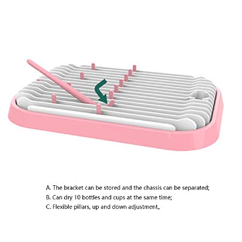 Baby Bottle Drying Rack Dryer Space Saving Travel Holder for Pump Cup Accessories(Pink) - color: Pink