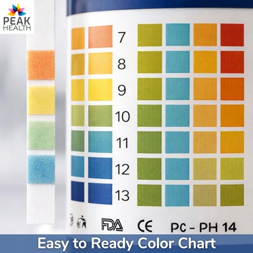 Peak Health Universal pH Test Strips 0–14 (100 Count) – Accurate Litmus Paper for Water, Aquarium, Pool, Spa, Kombucha & Soap Making – Quick & Easy Liquid pH Testing Kit