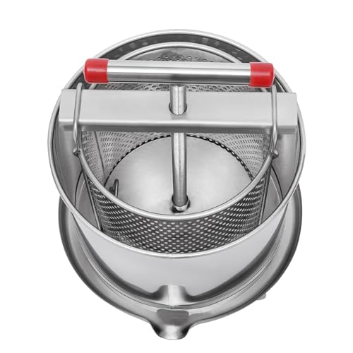 12.6L/3.3Gal Manual Press Machine Fruit Wine Press with T-Handle, Stainless Steel Wine Making Equipment Manual Cheese Press Grape Cider for Pressing Cheese, Herbs, Olive Oil, Honey