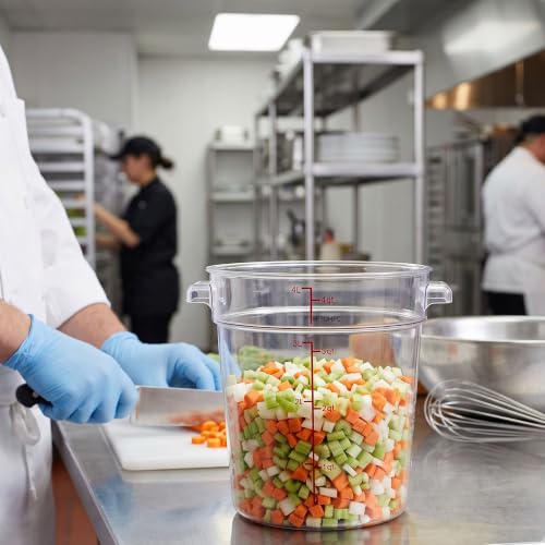 TrueCraftware- 4 Quart Clear Round Food Storage Container Polycarbonate- Commercial Reusable Food Container Canister with Measurement Markings for Meal Prep Pantry Kitchen - size: 4 Quart