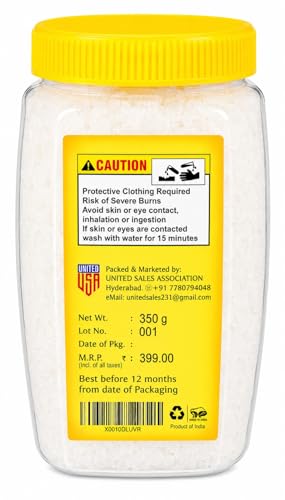 Caustic Soda Powder 350g - 99% Pure Sodium Hydroxide (Lye) Food Grade USP/FCC - for Soap Making, Pretzel & Bagel Bath, Drain Cleaner, pH Adjuster - Resealable Pouch