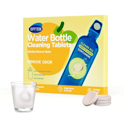 Water Bottle Cleaning Tablets, 36 Pack Bottle Clean Tablet Hydration Bladder Cleansing Tablets,Individually Packed, Orange Flavor - size: 1 Count (Pack of 36)