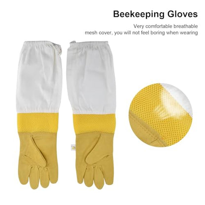 Beekeeping Gloves Durable Sheepskin Gloves with Extended Sleeves Beekeepers Safe XL