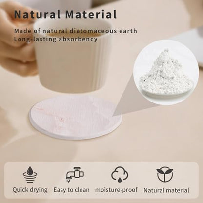 Diatomaceous Earth Coasters Set of 4, Super Absorbent Quick-Dry Heat-Resistant Drink and Coffee Coasters, Modern Stone Irregular Design for Kitchen Counter and Coffee Table, Pink - color: Pink Coaster